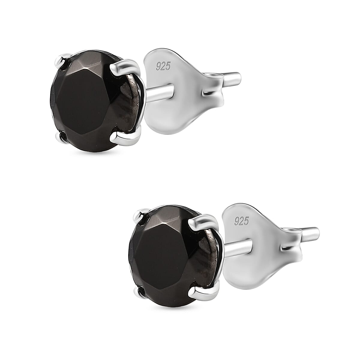 Elite Shungite Solitaire Stud With Push Back Earring in Rhodium Overlay Sterling Silver 1.84 Ct. 7966450 3