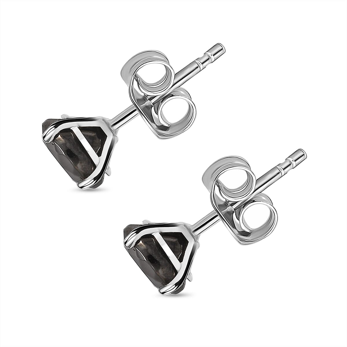 Elite Shungite Solitaire Stud With Push Back Earring in Rhodium Overlay Sterling Silver 1.84 Ct. 7966450 4