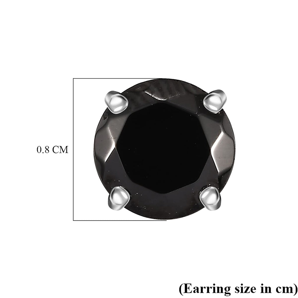 Elite Shungite Solitaire Stud With Push Back Earring in Rhodium Overlay Sterling Silver 1.84 Ct.