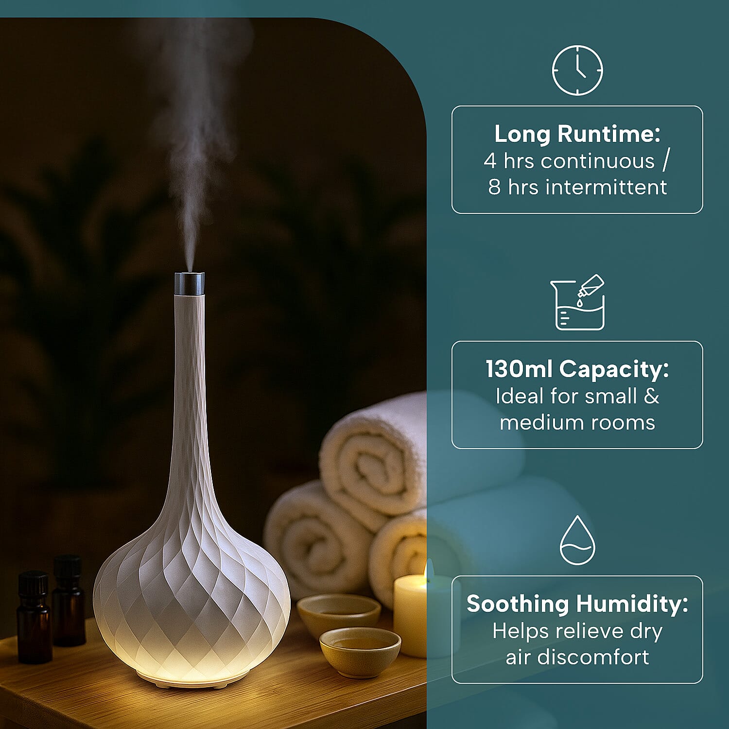 Ellia Harmony Ultrasonic Cordless Rechargeable Diffuser with White Light 8098327 3
