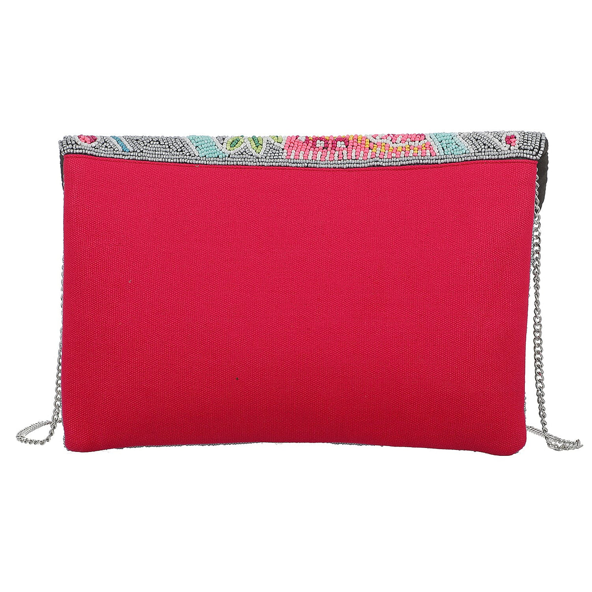 Embossed Beaded Pattern Crossbody Clutch Bag - Pink and Grey 7602601 4