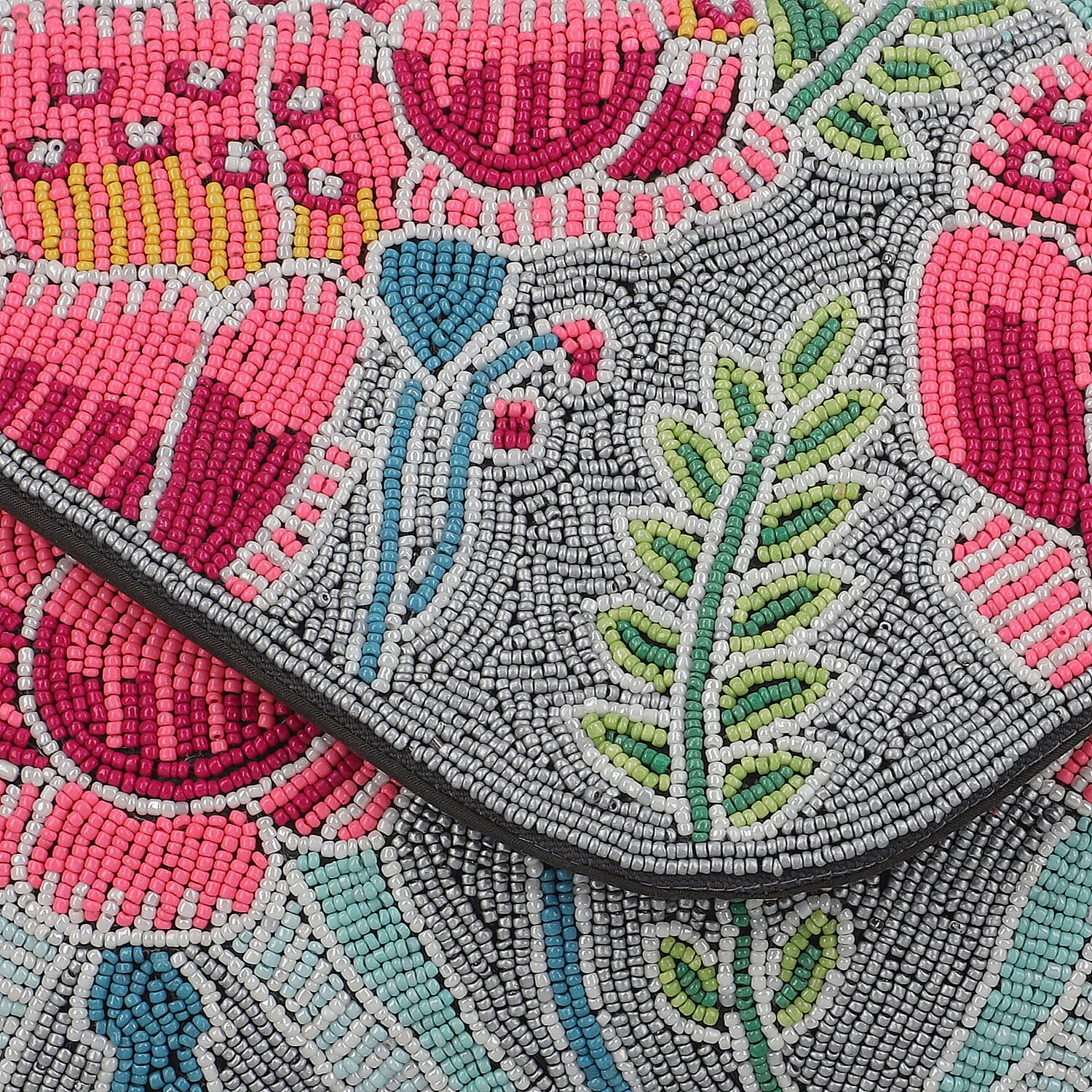 Embossed Beaded Pattern Crossbody Clutch Bag - Pink and Grey 7602601 6