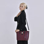Designer Inspired Embossed Quilted Crossbody Bag with Gold Tone Hardware  - Burgundy