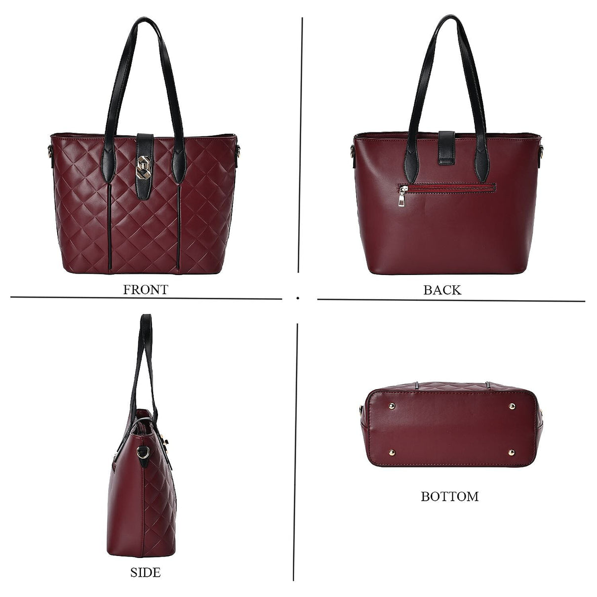 Designer Inspired Embossed Quilted Crossbody Bag with Gold Tone Hardware  - Burgundy 7595033 3