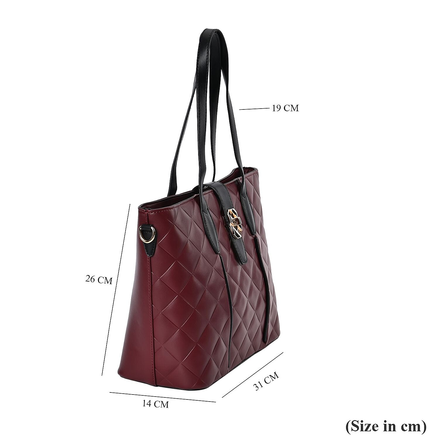 Designer Inspired Embossed Quilted Crossbody Bag with Gold Tone Hardware  - Burgundy 7595033 6