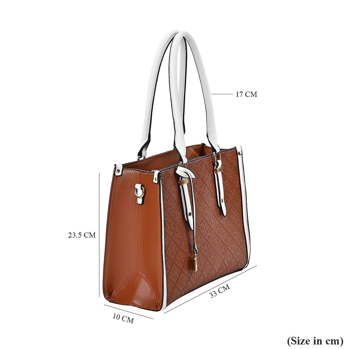 Designer CLOSEOUT - Embossed Four Leaf Clover Pattern Crossbody Bag - Tan 7564927 7