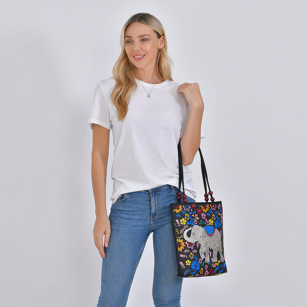 Embroidered Tote Bag (Size 29x10x31 cm) - Blue 7860543 1