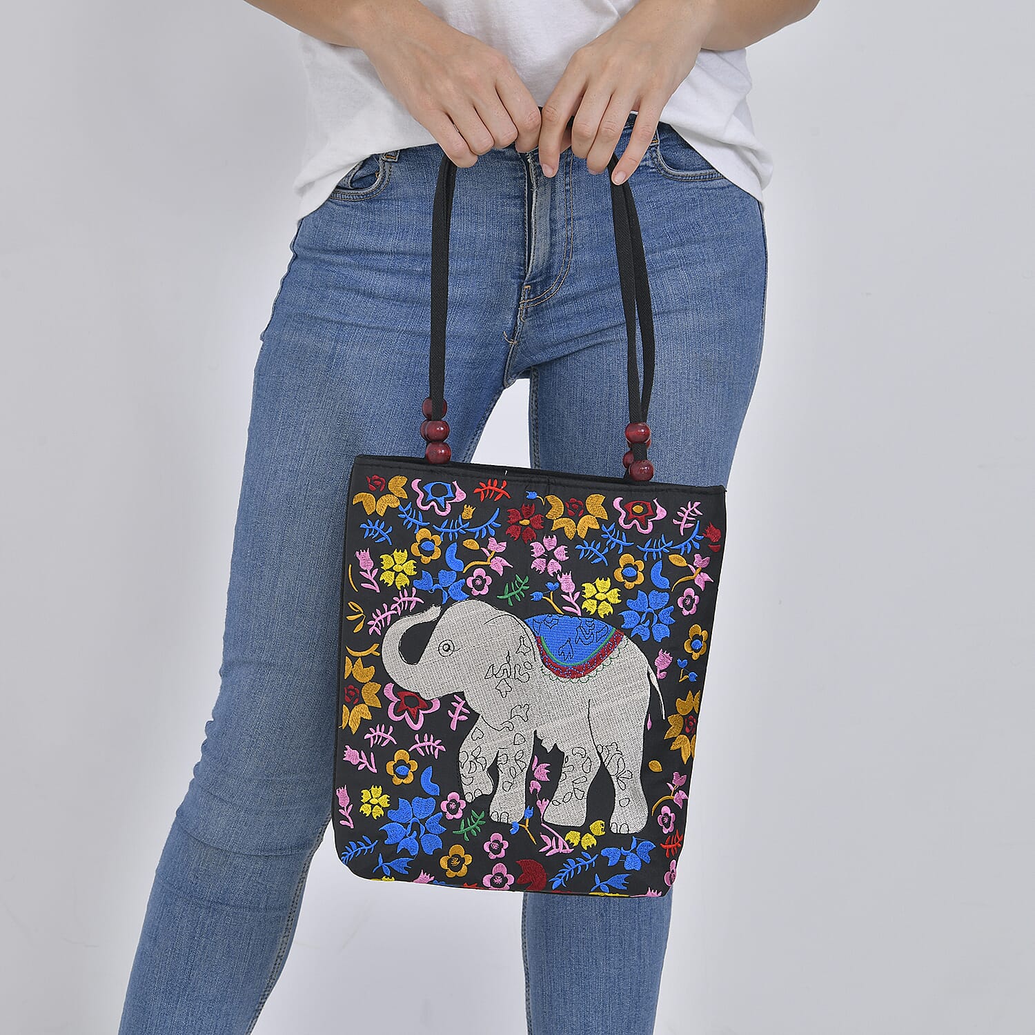 Embroidered Tote Bag (Size 29x10x31 cm) - Blue 7860543 2