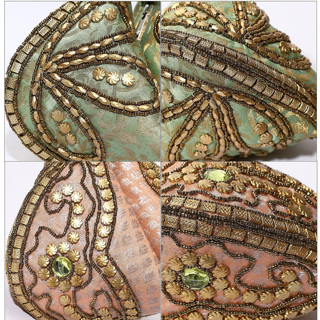 Set of 2 Hand Embrodiered Embellished Potli Bag - Pink - Mint