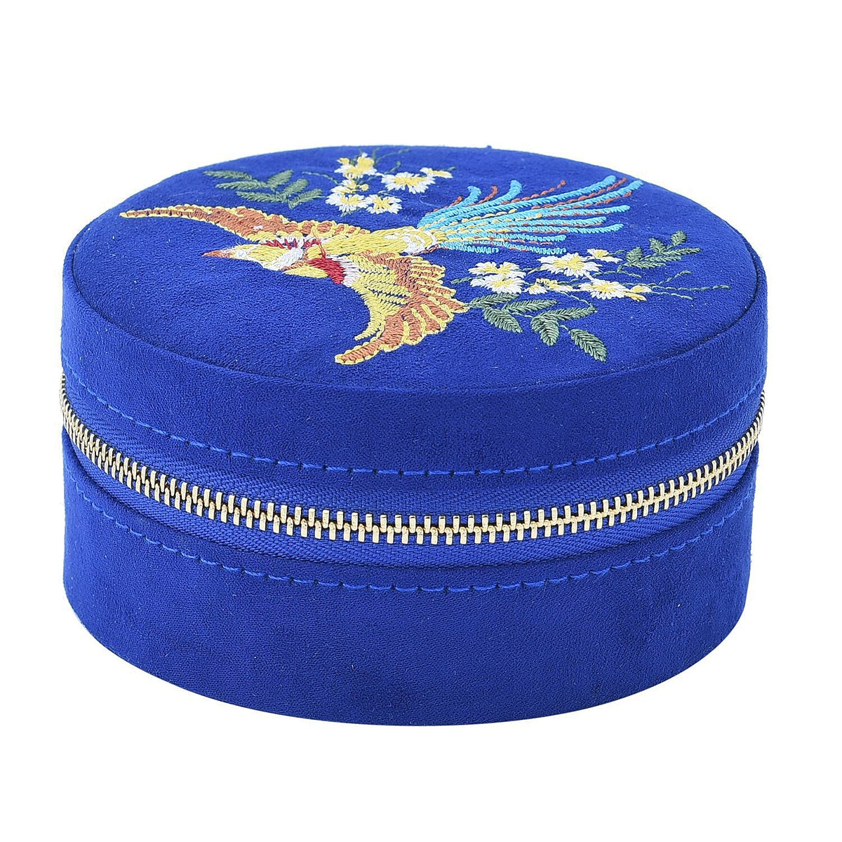 Crown Embroidered Jewellery Box with Zip (Size 11x11x5 cm)   - Blue 7425163 1