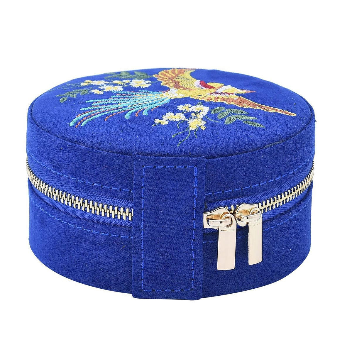 Crown Embroidered Jewellery Box with Zip (Size 11x11x5 cm)   - Blue 7425163 2