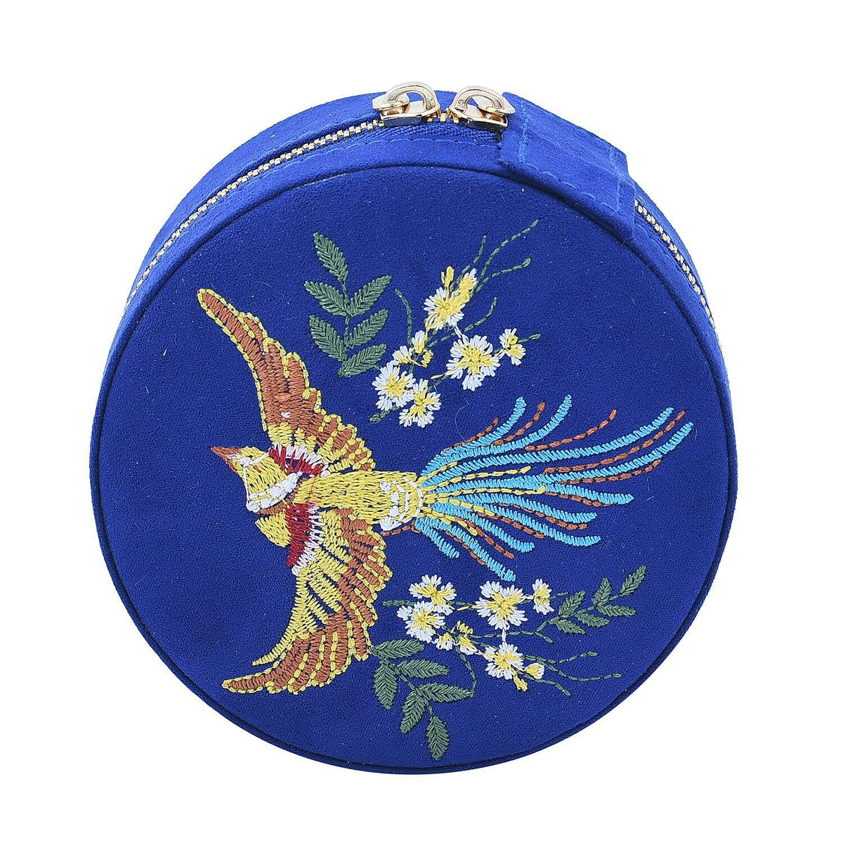 Crown Embroidered Jewellery Box with Zip (Size 11x11x5 cm)   - Blue 7425163 3