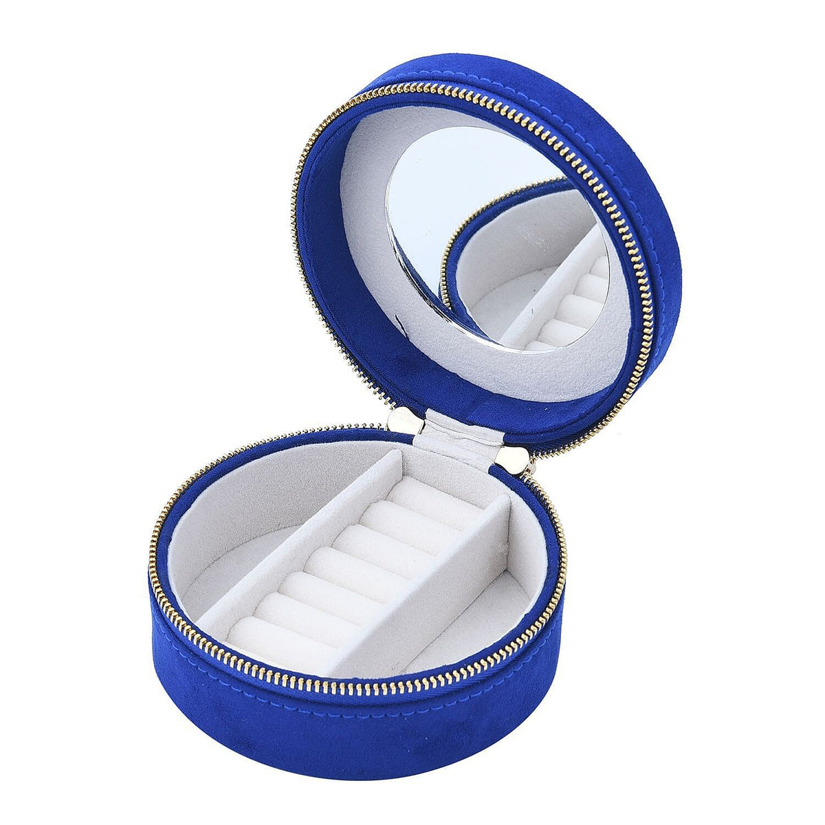 Crown Embroidered Jewellery Box with Zip (Size 11x11x5 cm)   - Blue 7425163 4