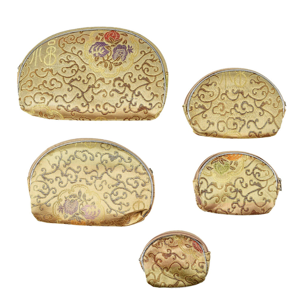 Set of 10 Multipurpose Jewellery Bags with Zipper (Size 22x14 cm) - Beige