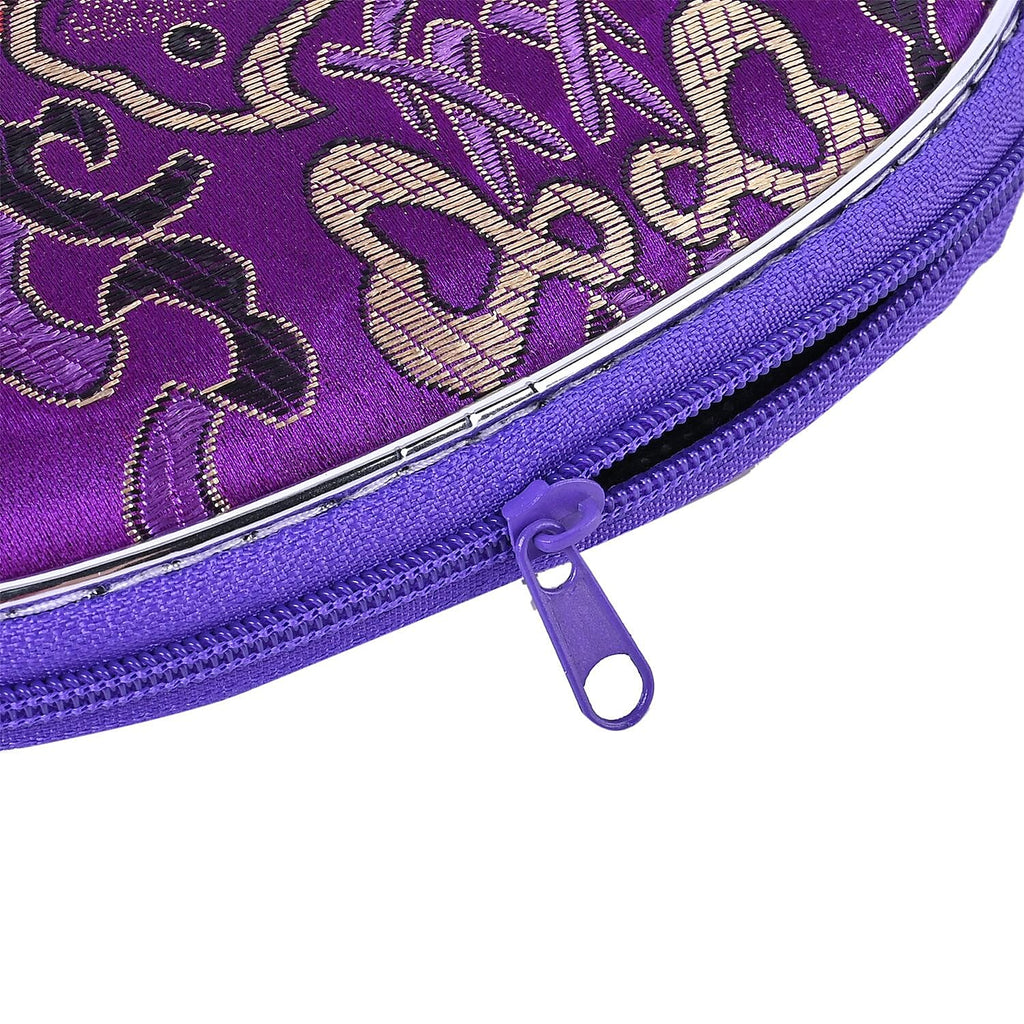 Set of 10 Multi-Purpose Embroidered Jewellery Bag With Zipper - Purple