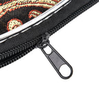 Set of 10 Multi-Colour Floral Embroidered Pouches with Zipper - Black