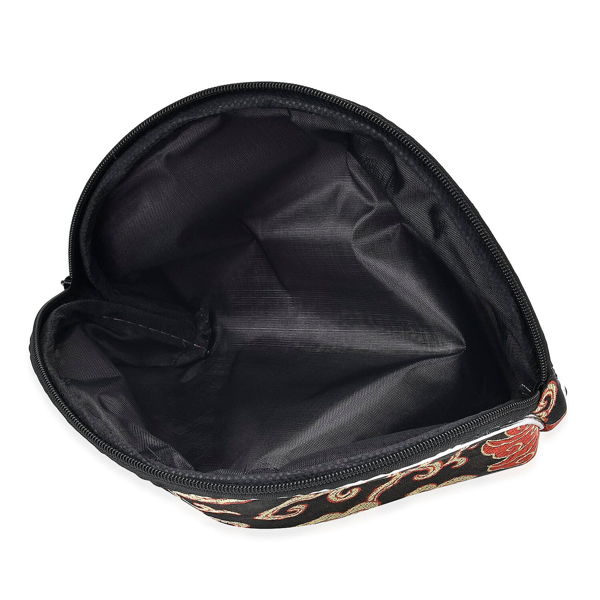 Set of 10 Multi-Colour Floral Embroidered Pouches with Zipper - Black V32515425 6
