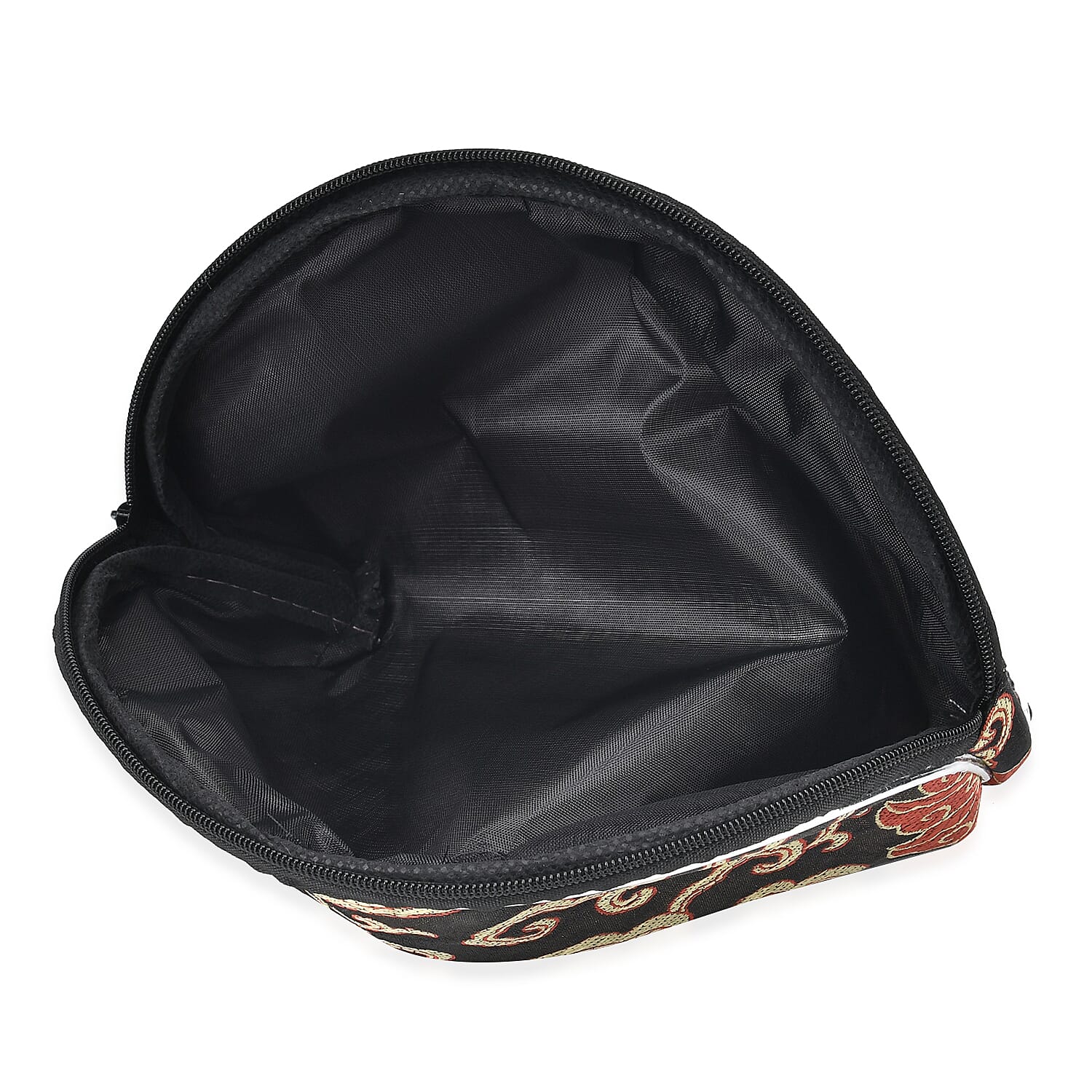 Set of 10 Multi-Colour Floral Embroidered Pouches with Zipper - Black V32515425 6