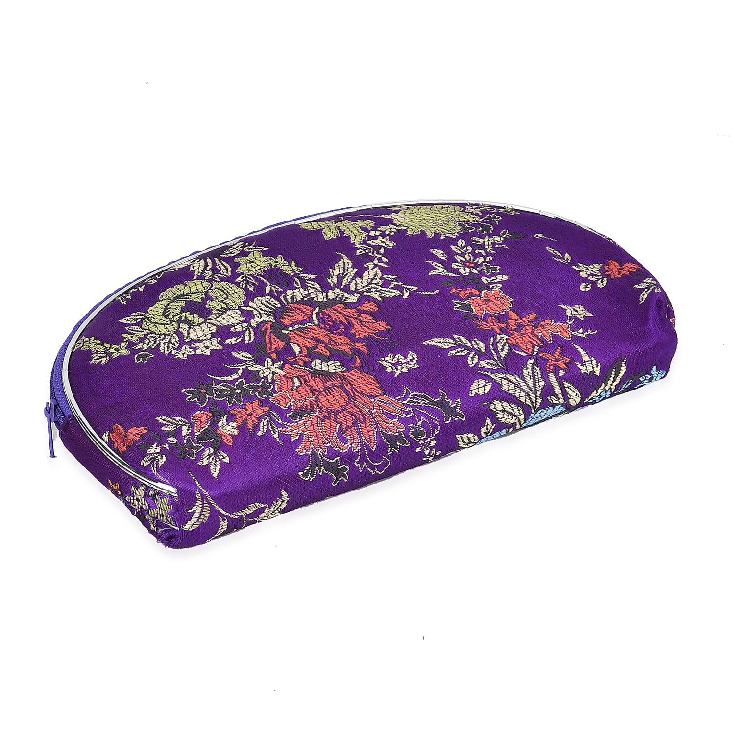 Set of 10 Multi-Colour Floral Embroidered Pouches with Zipper - Purple V32512345 3