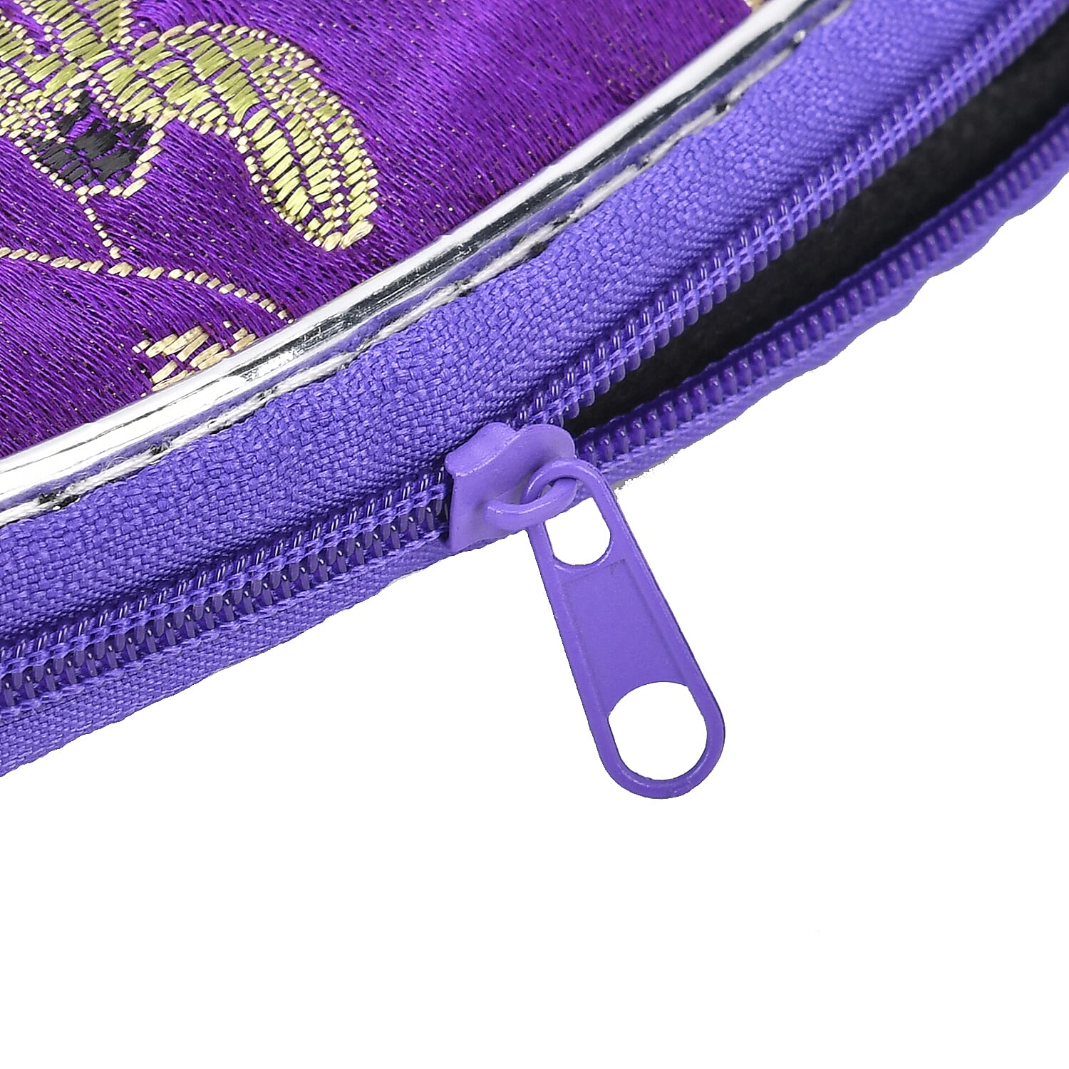 Set of 10 Multi-Colour Floral Embroidered Pouches with Zipper - Purple V32512345 5