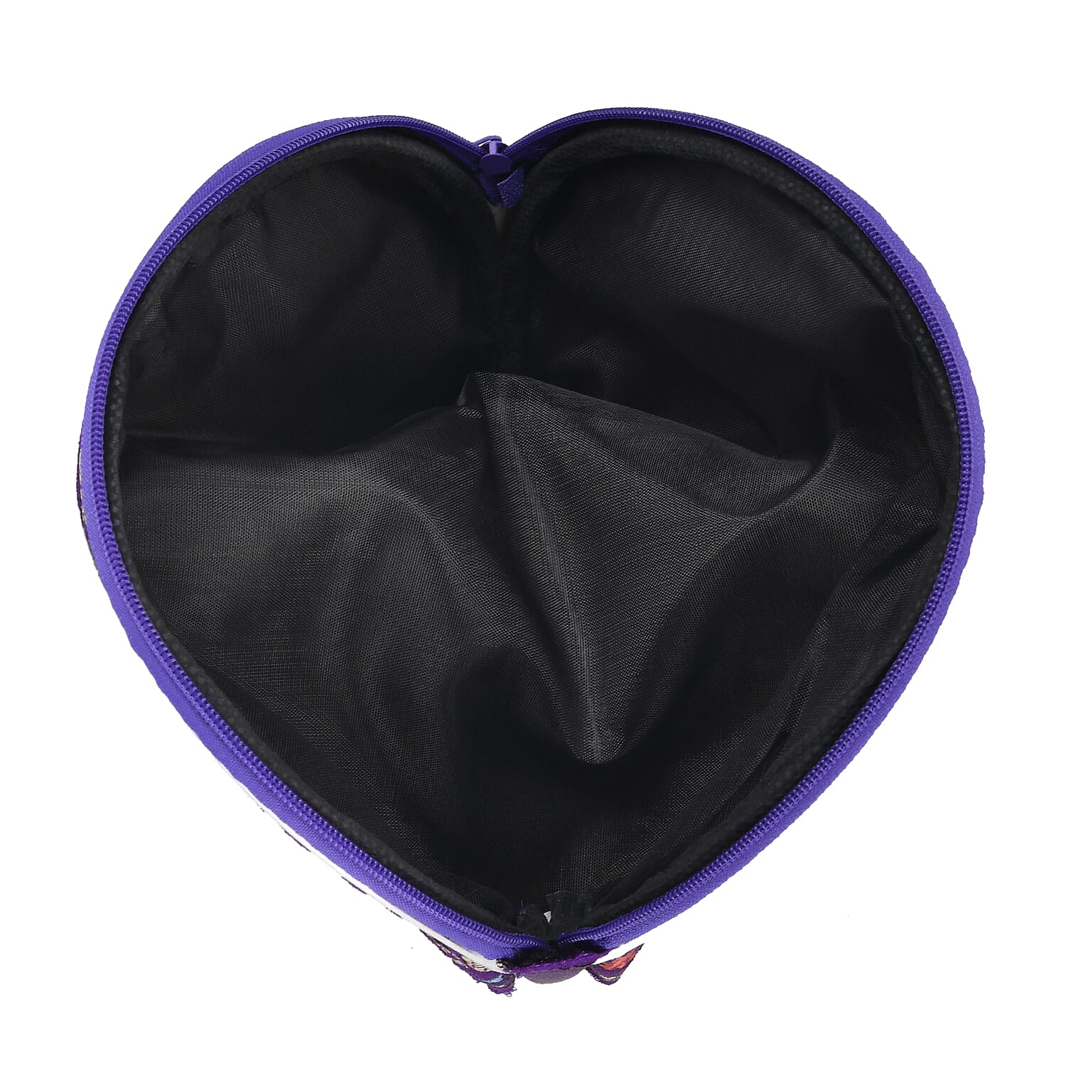 Set of 10 Multi-Colour Floral Embroidered Pouches with Zipper - Purple V32512345 6