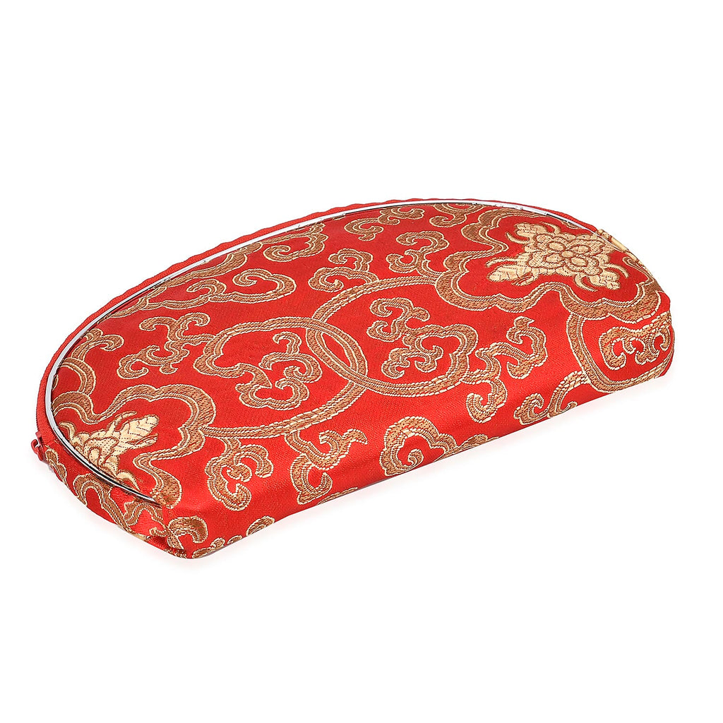 Set of 10 Multi-Colour Floral Embroidered Pouches with Zipper - Red