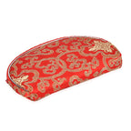 Set of 10 Multi-Colour Floral Embroidered Pouches with Zipper - Red
