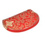Set of 10 Multi-Colour Floral Embroidered Pouches with Zipper - Red