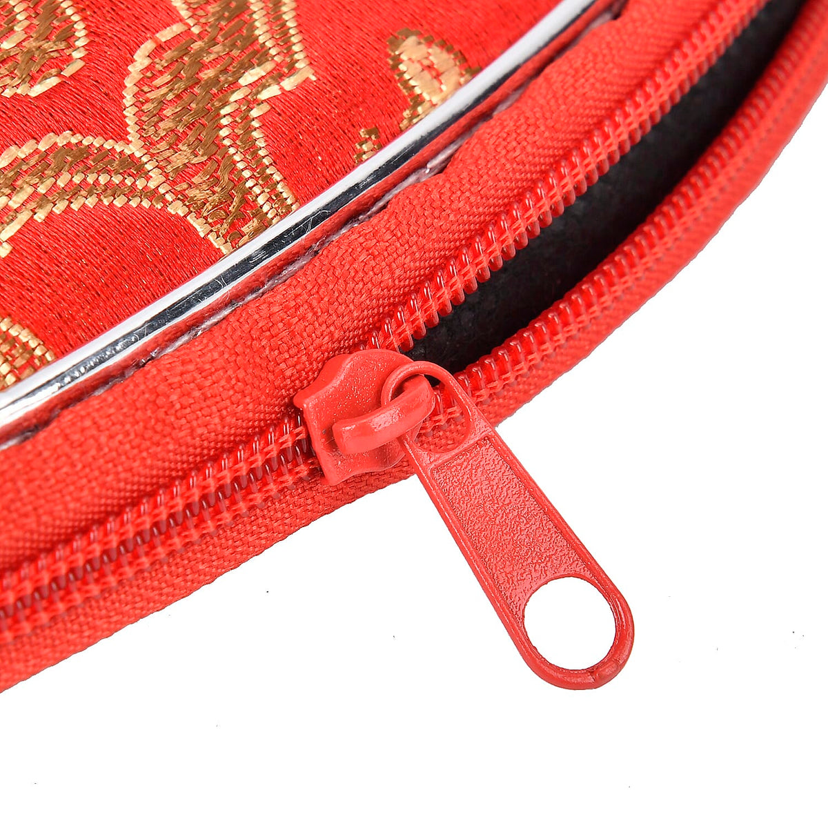 Set of 10 Multi-Colour Floral Embroidered Pouches with Zipper - Red V32512285 5