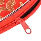 Set of 10 Multi-Colour Floral Embroidered Pouches with Zipper - Red