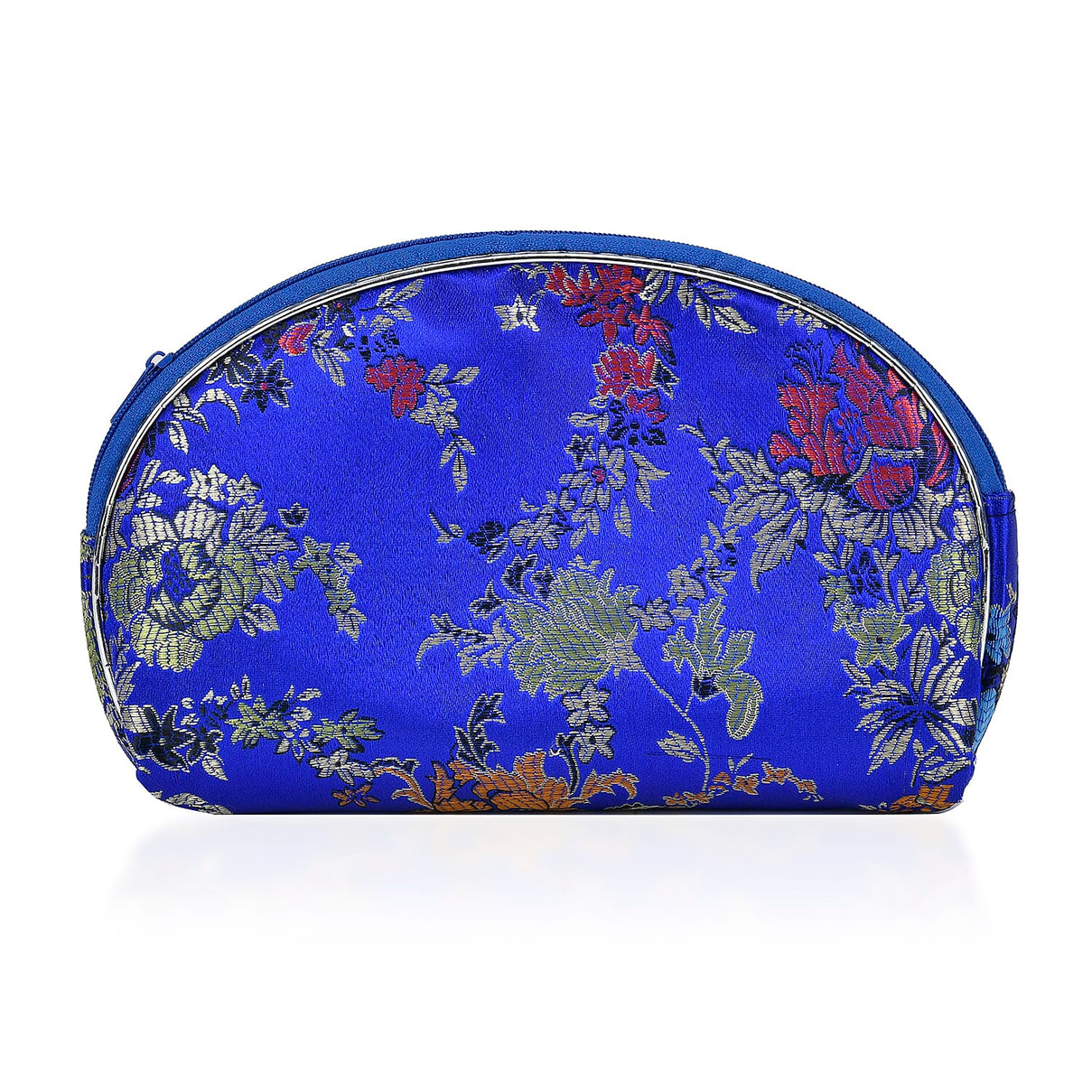 Set of 10 Multi-Colour Floral Embroidered Pouches with Zipper - Royal Blue V32535408 2