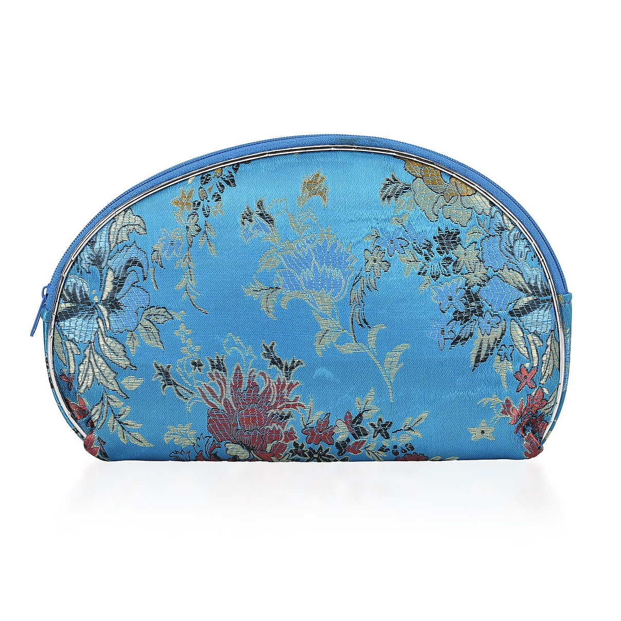 Set of 10 Multi-Colour Floral Embroidered Pouches with Zipper - Teal 7731723 2