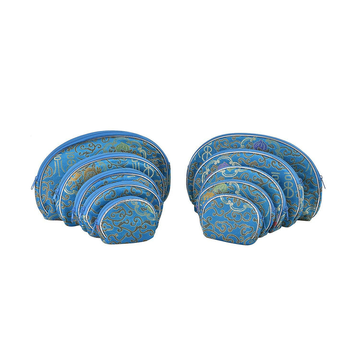 Closeout Deal - Set of 10 - Multipurpose Jacquared Zipped Pouches - Teal 7270039 0