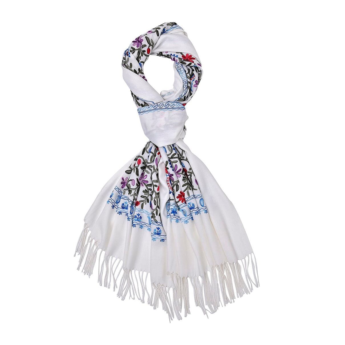 Close Out Embroidery Flower Pattern Super Soft Shawl (Size 180x70 cm) - White 7990500 5