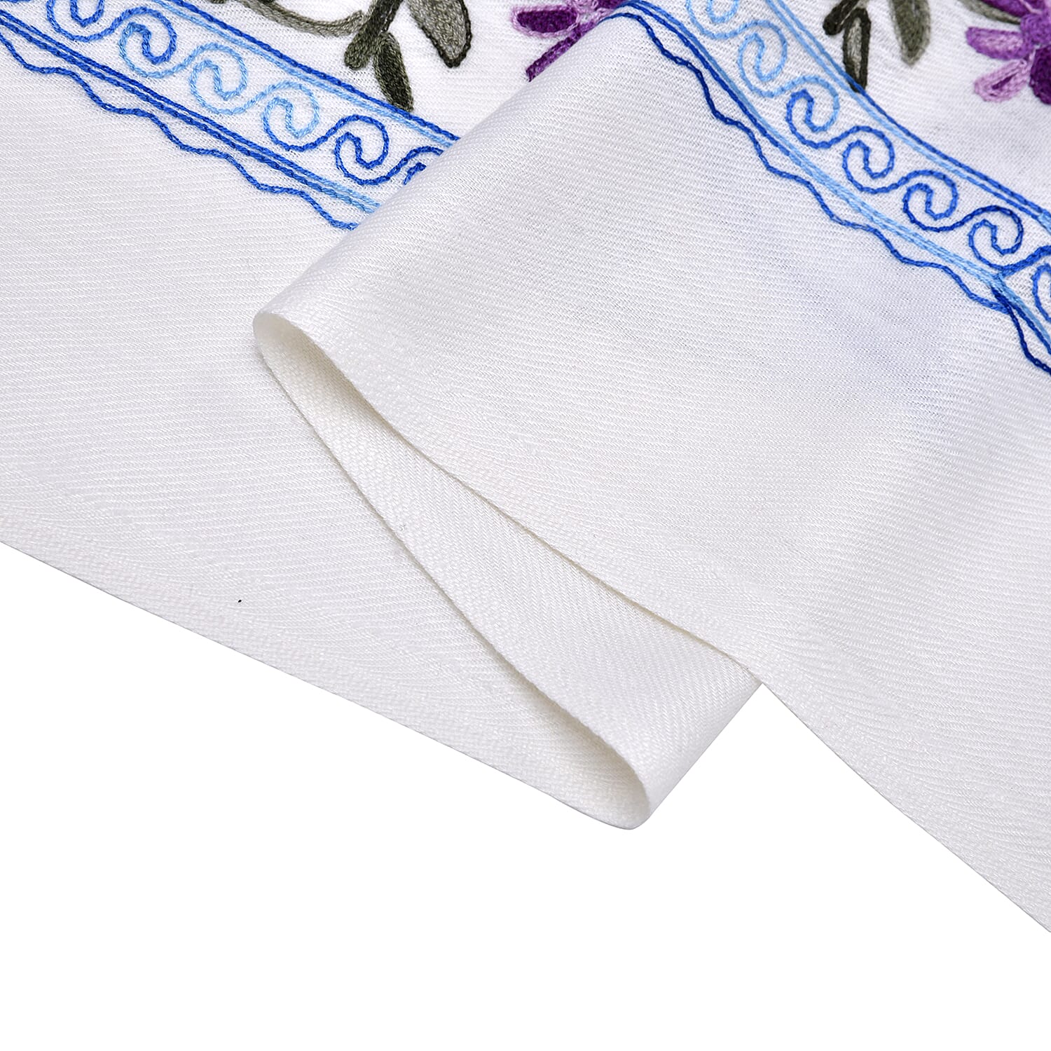 Close Out Embroidery Flower Pattern Super Soft Shawl (Size 180x70 cm) - White 7990500 8