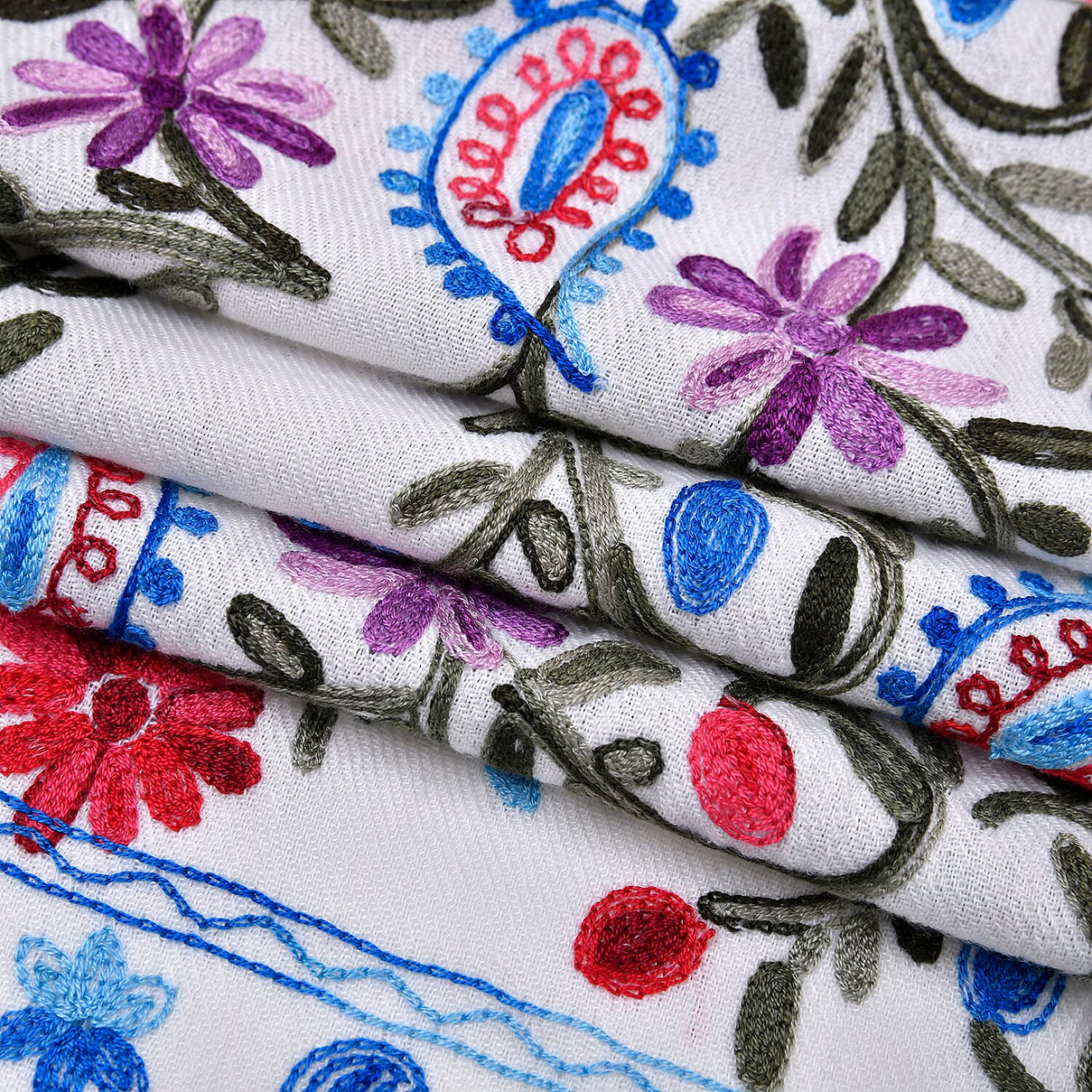 Close Out Embroidery Flower Pattern Super Soft Shawl (Size 180x70 cm) - White 7990500 9