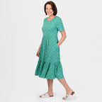 Emelia Printed Midi Dress (Size S) - Jade