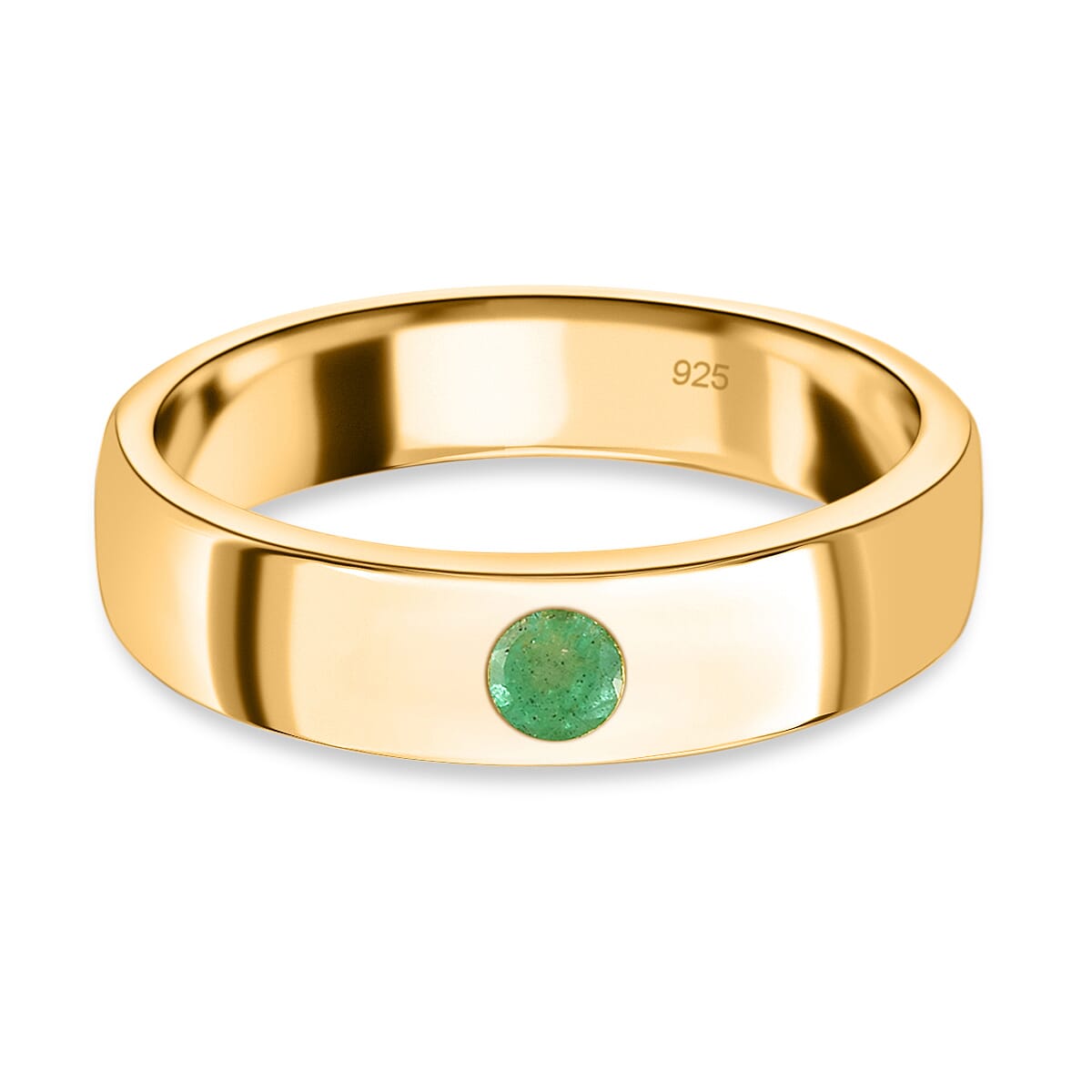 Emerald Wedding Band Ring in 14K Gold Plated Sterling Silver 3731530 0