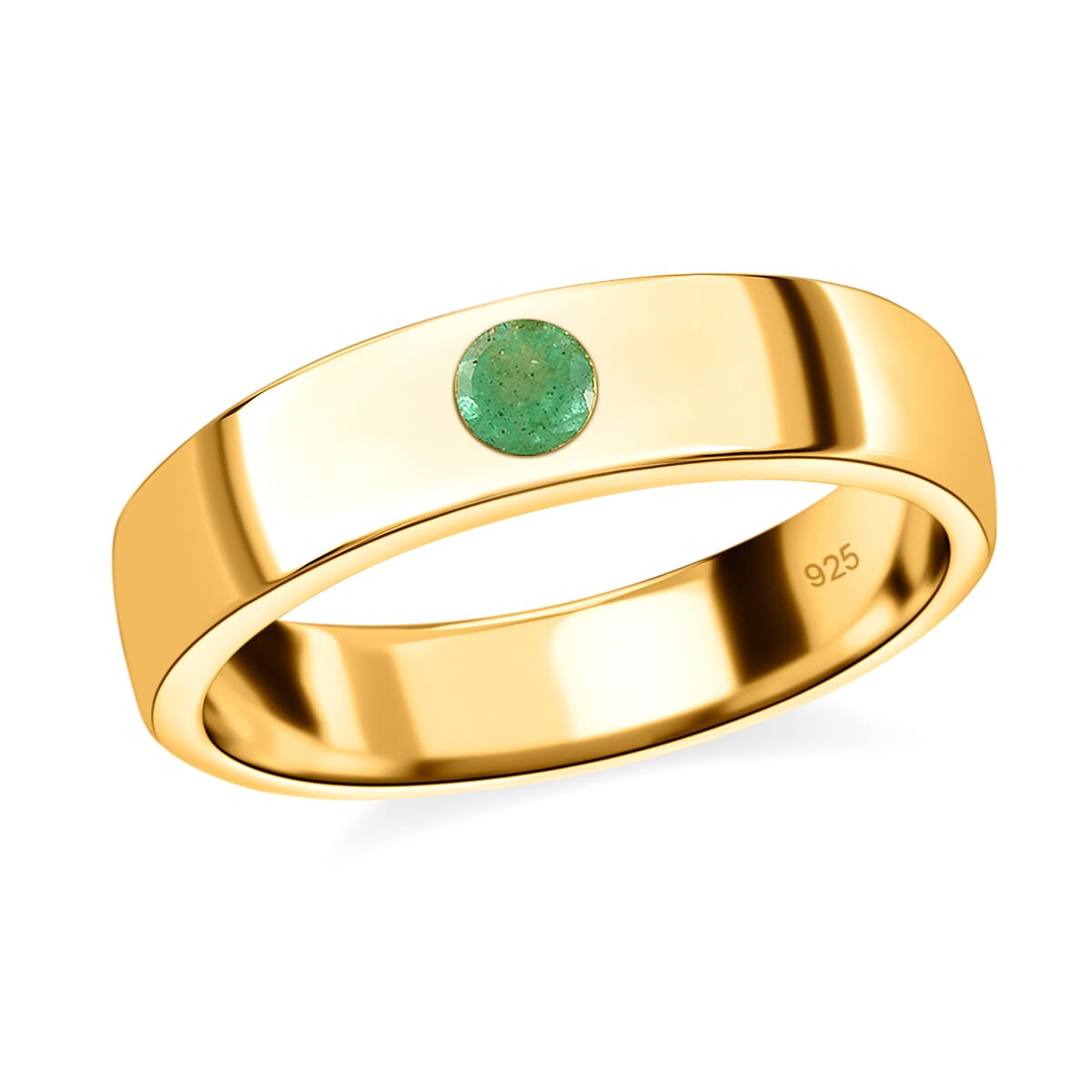 Emerald Wedding Band Ring in 14K Gold Plated Sterling Silver 3731530 2