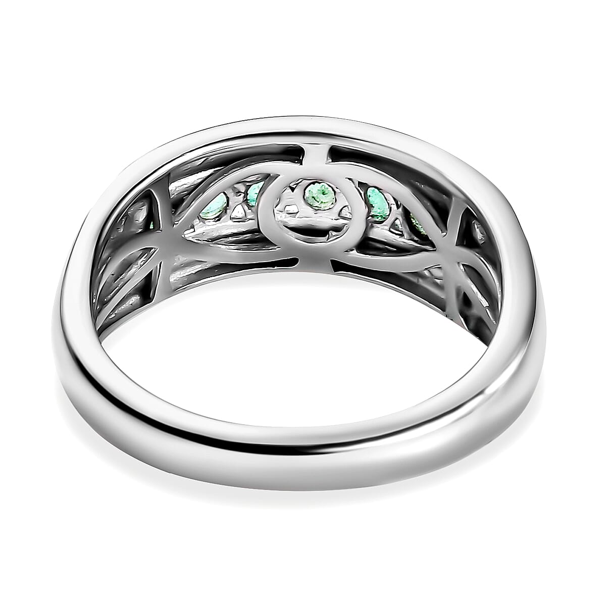 AAA Gemfields Emerald 7 Stone Engagement Ring in Platinum Overlay Sterling Silver 7651791 4