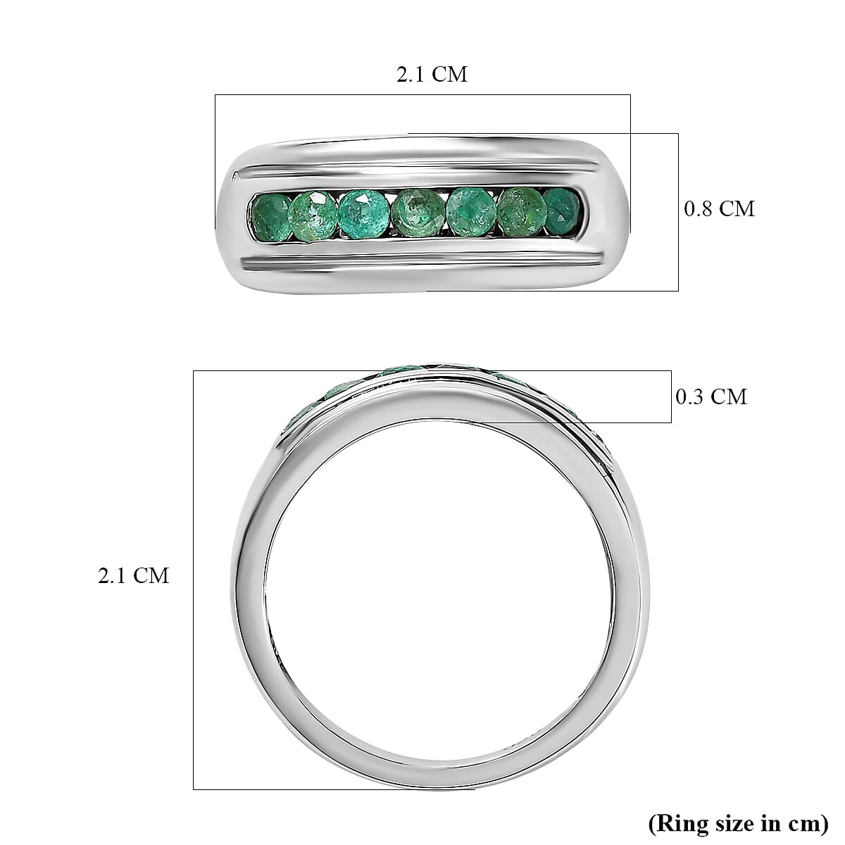 AAA Gemfields Emerald 7 Stone Engagement Ring in Platinum Overlay Sterling Silver 7651791 5
