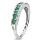 Emerald Half-Eternity Band Ring in Platinum Overlay Sterling Silver