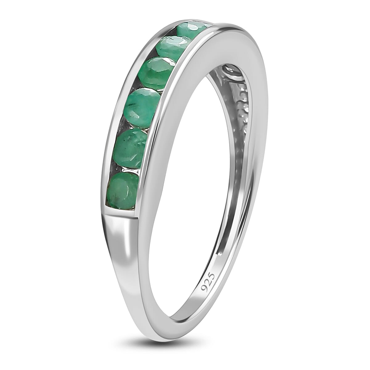 Emerald Half-Eternity Wedding Band Ring in Platinum Overlay Sterling Silver 7521815 4