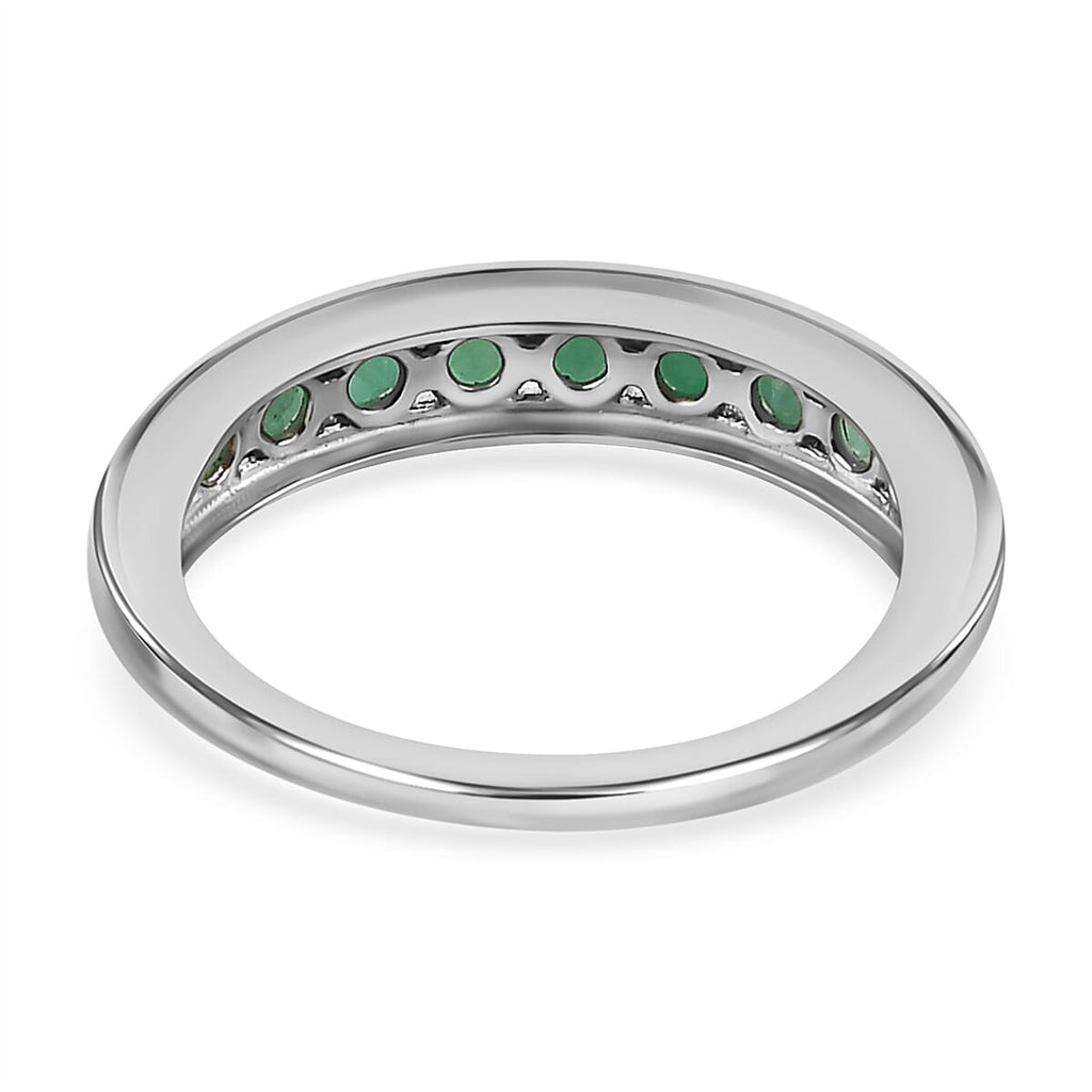 Emerald Half-Eternity Band Ring in Platinum Overlay Sterling Silver