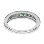 Emerald Half-Eternity Band Ring in Platinum Overlay Sterling Silver