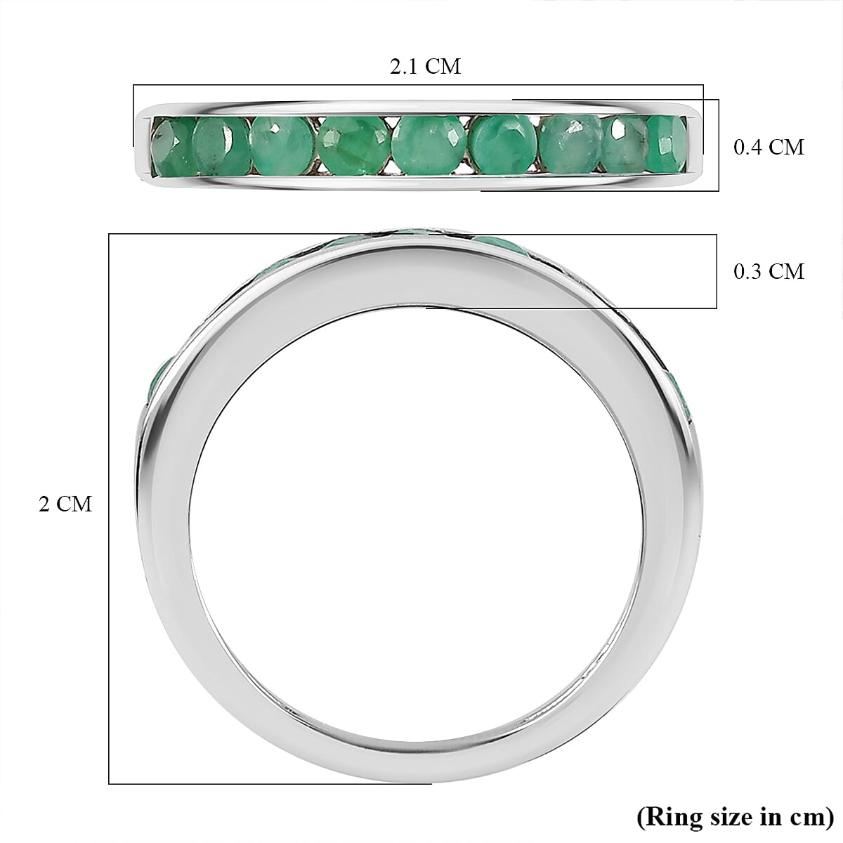 Emerald Half-Eternity Wedding Band Ring in Platinum Overlay Sterling Silver 7521815 6