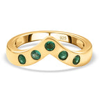 AAA Gemfields Emerald Chevron Ring in 18K Vermeil Yellow Gold Plated Sterling Silver