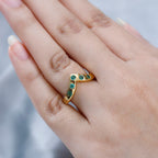 AAA Gemfields Emerald Chevron Ring in 18K Vermeil Yellow Gold Plated Sterling Silver