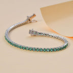 One to Own - AAA Gemfields Zambian Emerald Bracelet (Size - 8)  in Rhodium Overlay Sterling Silver 5.56 Ct