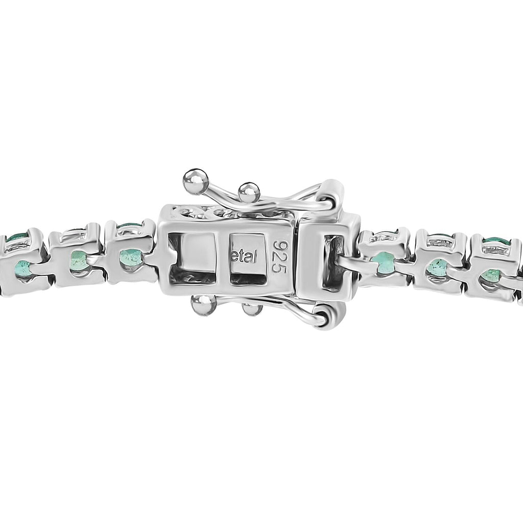 One to Own - AAA Gemfields Zambian Emerald Bracelet (Size - 8)  in Rhodium Overlay Sterling Silver 5.56 Ct
